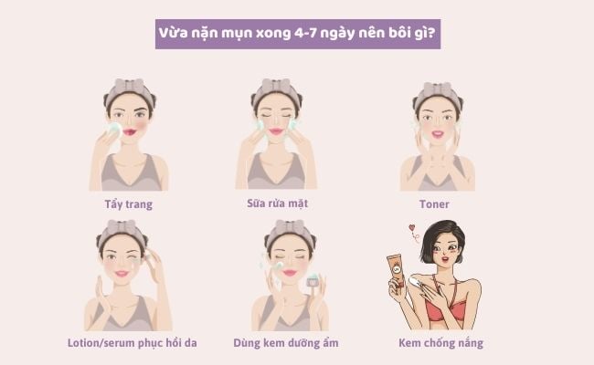 Vừa nặn mụn xong nên bôi gì??