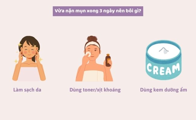 Vừa nặn mụn xong nên bôi gì??