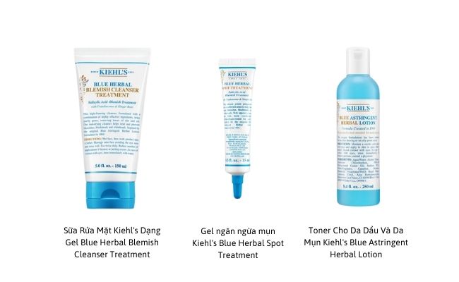 Bộ Skincare Cho Da Dầu Mụn Kiehl's Blue Herbal