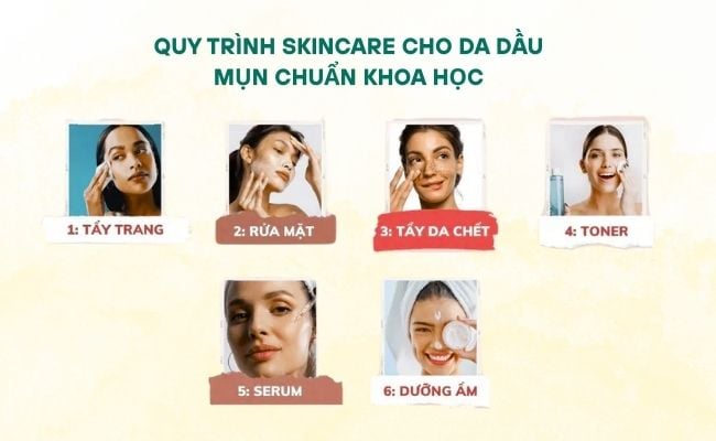 quy trình skincare cho da dầu mụn